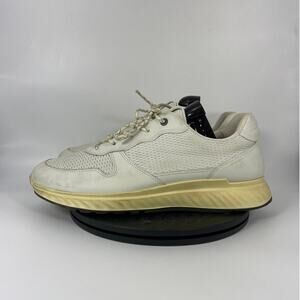 Mens ECCO ST1 Leather Casual Comfort Shoes Size 12 Gray Beige